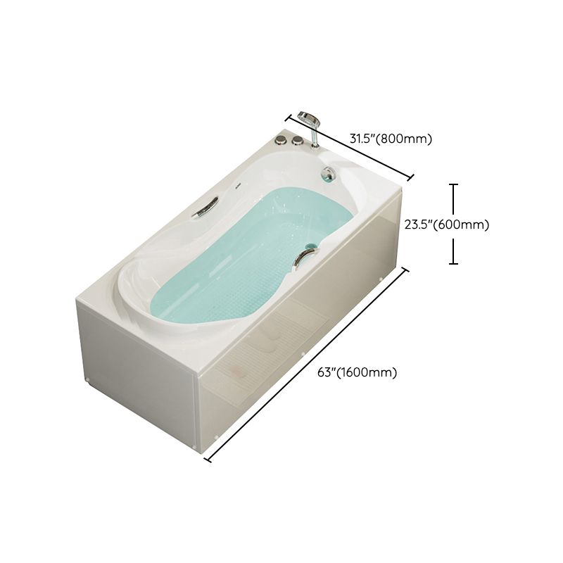 Freestanding Acrylic Bathtub Soaking White Square Modern Back to Wall Bathtub