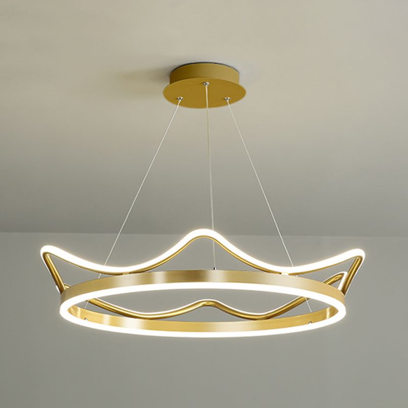Ultra-modern Crown Pendant Lighting Fixtures Acrylic Hanging Lamp with Hanging Cord for Bedroom