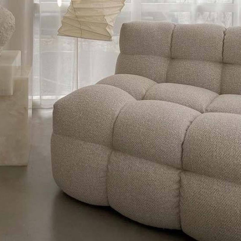 Biscuit Back Sofa Tuxedo Arm Seating in Beige for Living Room