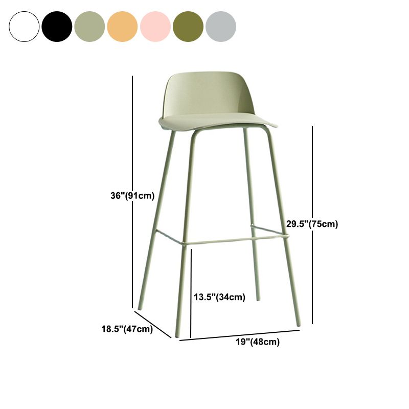 Contemporary Plastic Barstool Plastic Counter Stool Rectangle Seat with Iron Legs