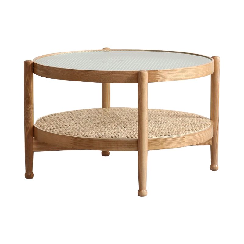 Glass-Topped Coffee Cocktail Table with Shelf Contemporary 4 Legs Coffee Table