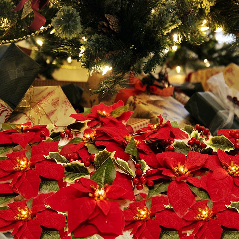 6.5ft Red Flower String Lighting Art Deco 10-Light Fabric Festive Light