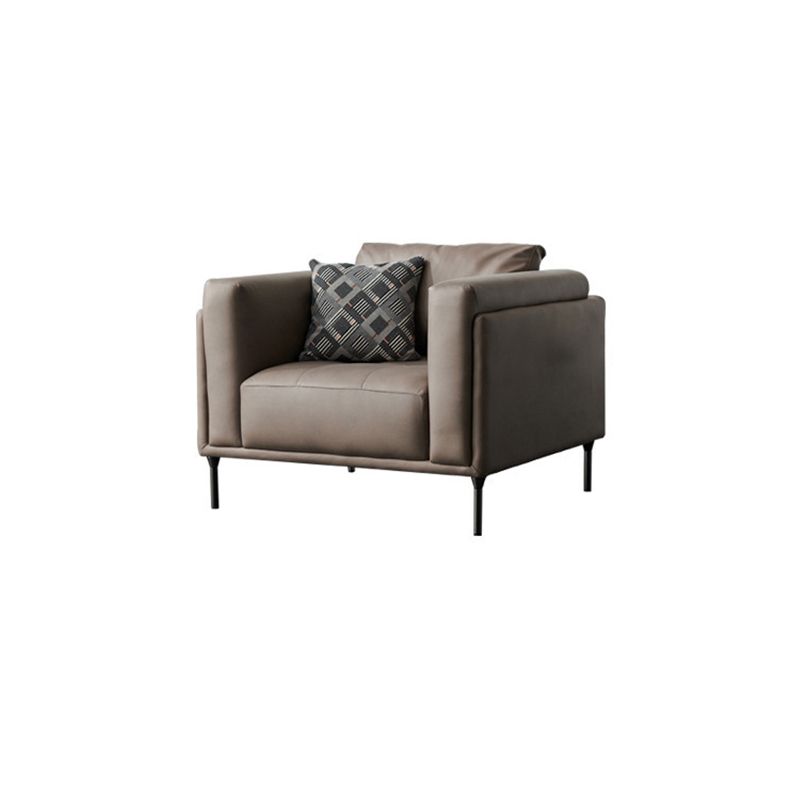 Modern Square Arms Sofa Wooden Pillows Back Settee for Living Room