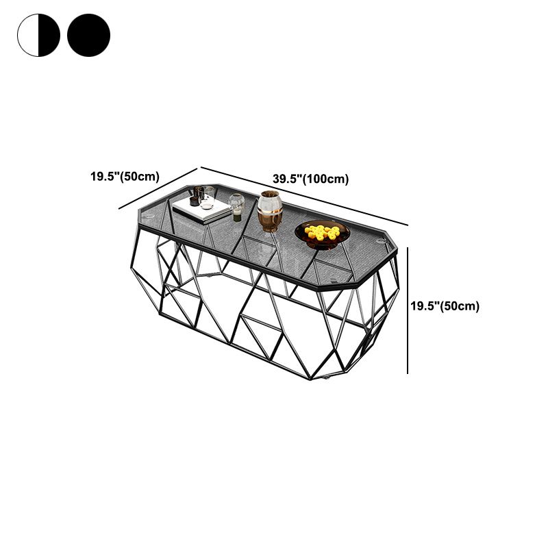 Modern Frame Coffee Cocktail Table Rectangular Glass Top Cocktail Table for Home