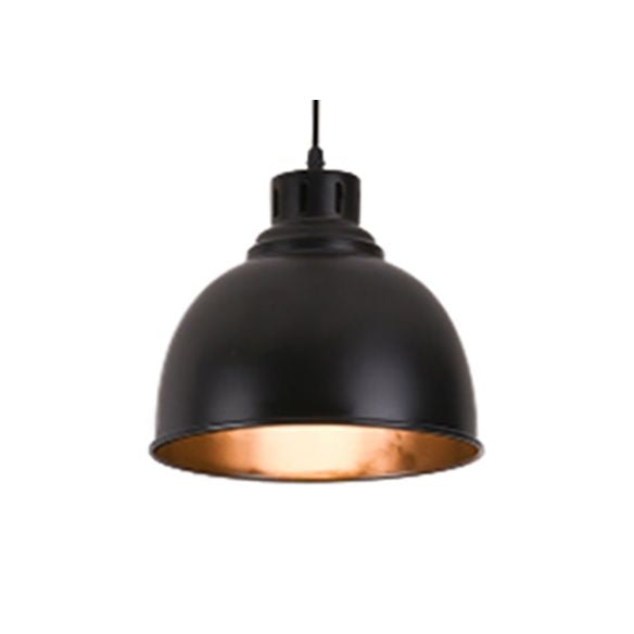 Farmhouse Dome Shade Hanging Fixture 1 Bulb Iron Pendant Ceiling Light with Adjustable Cord in Black