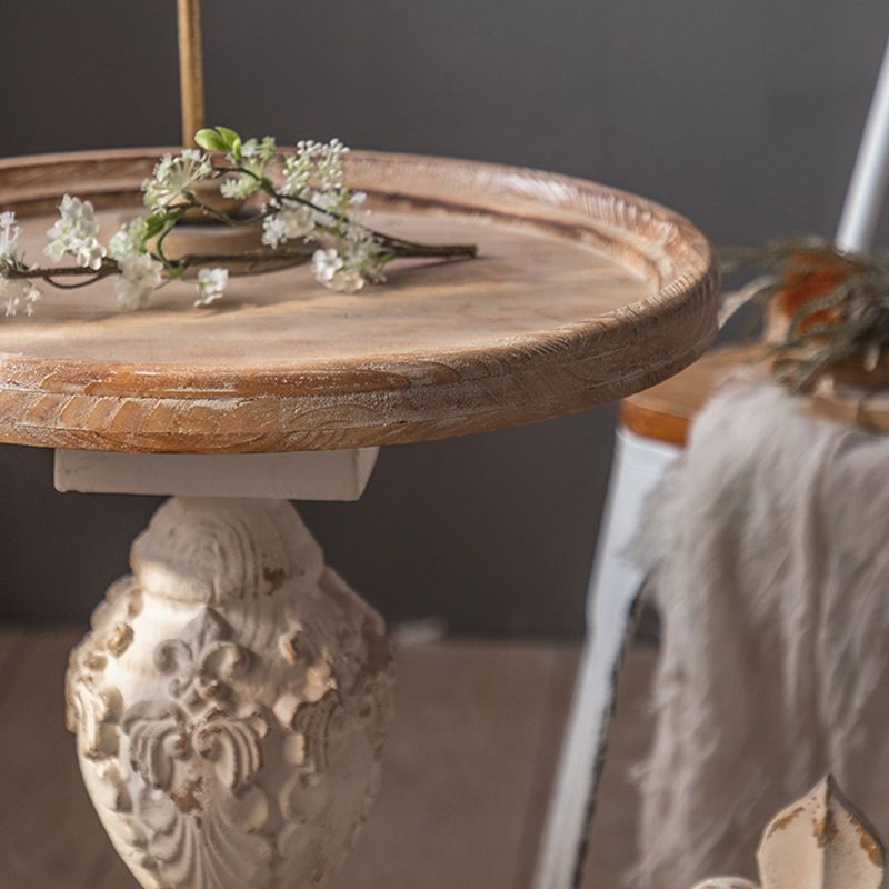 French Country Corner Table Wood Pedestal Round Accent Side Table