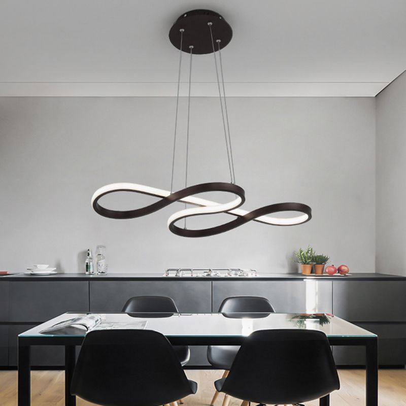 Aluminium LED Linear Pendant Light in Modern Creative Style Silica Gel Ceiling Light for Dining Room