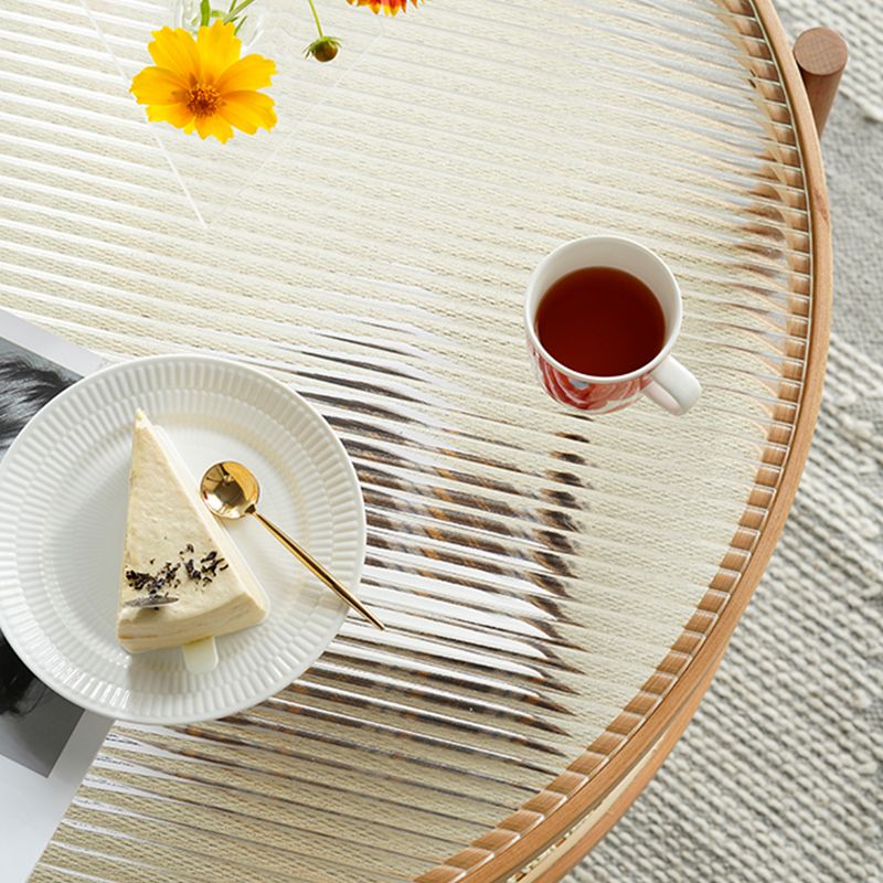 Tropical Cocktail Table Storage Round Glass Coffee Cocktail Table