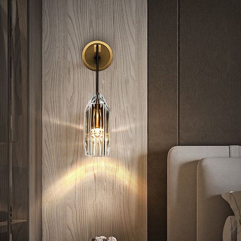 Crystal Gold LED Wall Lamp in Modern Luxury Style Copper Hanging Wall Sconce for Interior Spaces