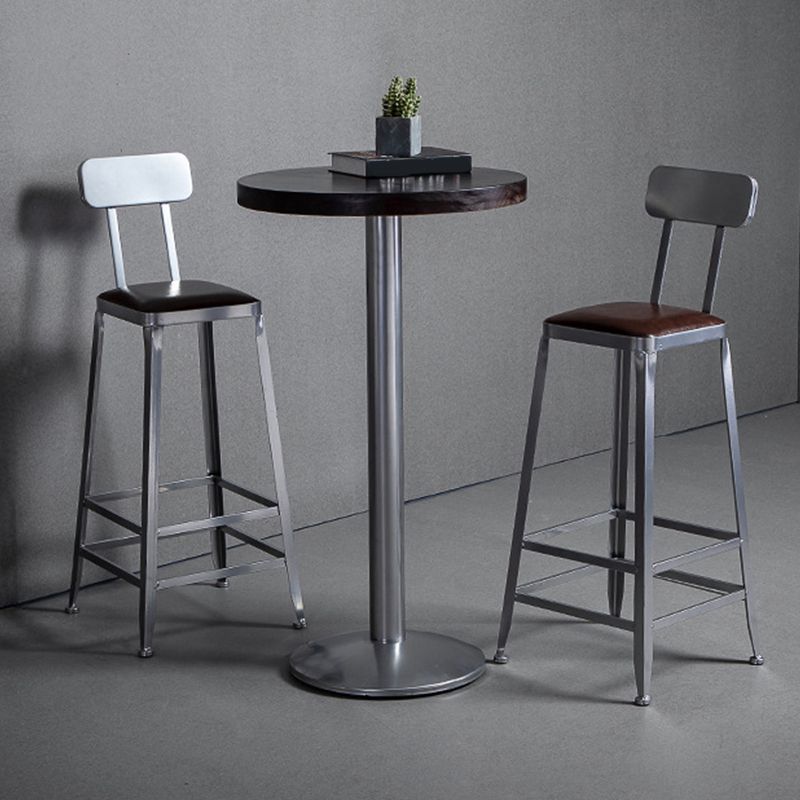 Faux Leather Dining Stools Armless Bar Stools with Metal Base