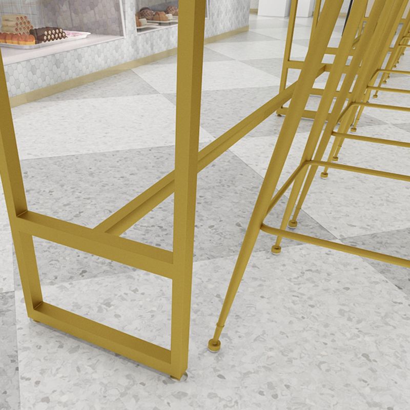 Glam 1/4 Pieces Bar Table Set Rectangle Stone Counter Table with High Stools for Balcony