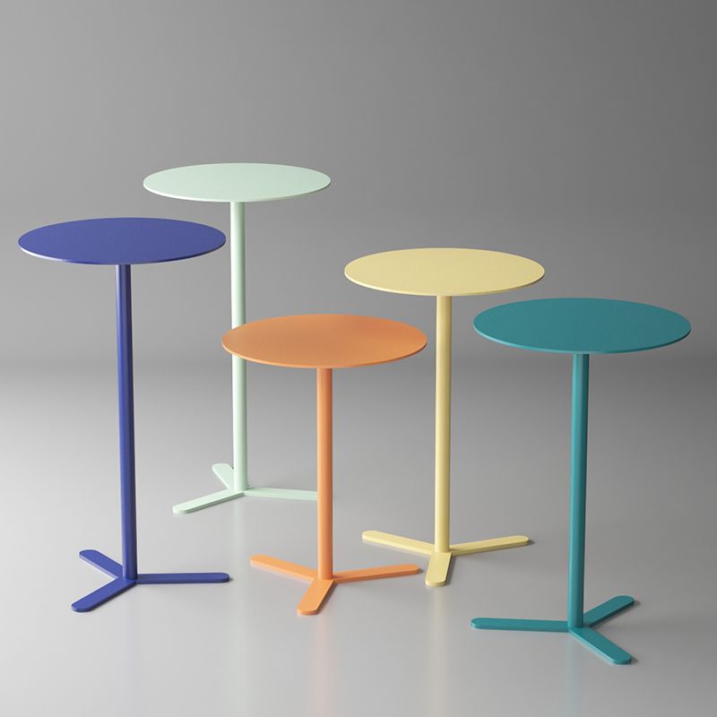 Mid-Century Metal Side End Table Pedestal Corner Table for Living Room