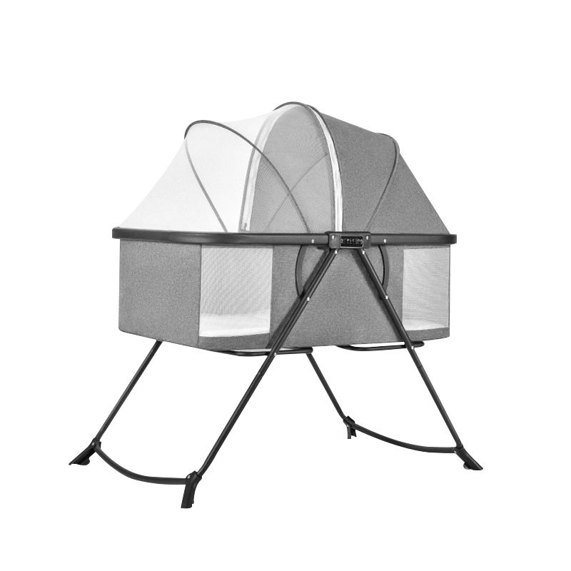 Modern Rocking Metal Gliding Crib Cradle Height Adjustable with Bedding
