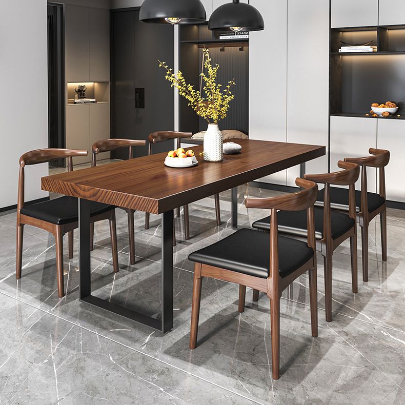 Industrial 1/2/5/7 Pieces Dining Set Solid Wood Top Dinette Set with Black Base