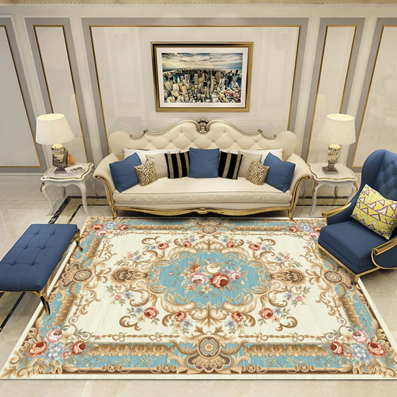 Aesthetics Vintage-Innenteppich, mehrfarbiger Blumenteppich, schmutzabweisend, haustierfreundlich, rutschfester Teppich für Familienzimmer