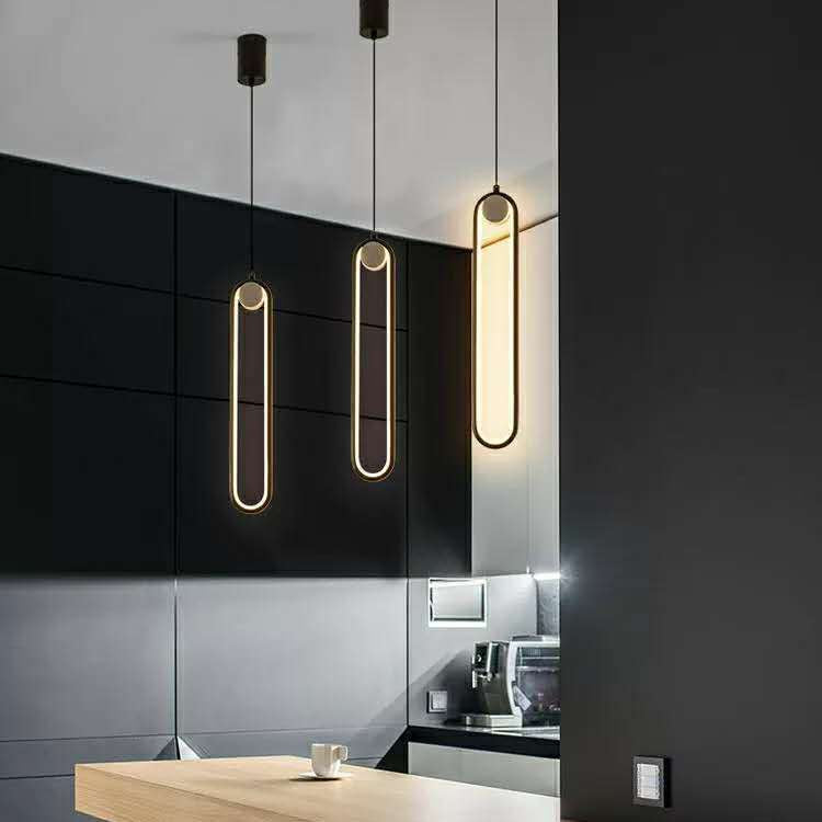 Minimalism Metal LED Hanging Ceiling Light 1-Light Linear Ceiling Pendant Light