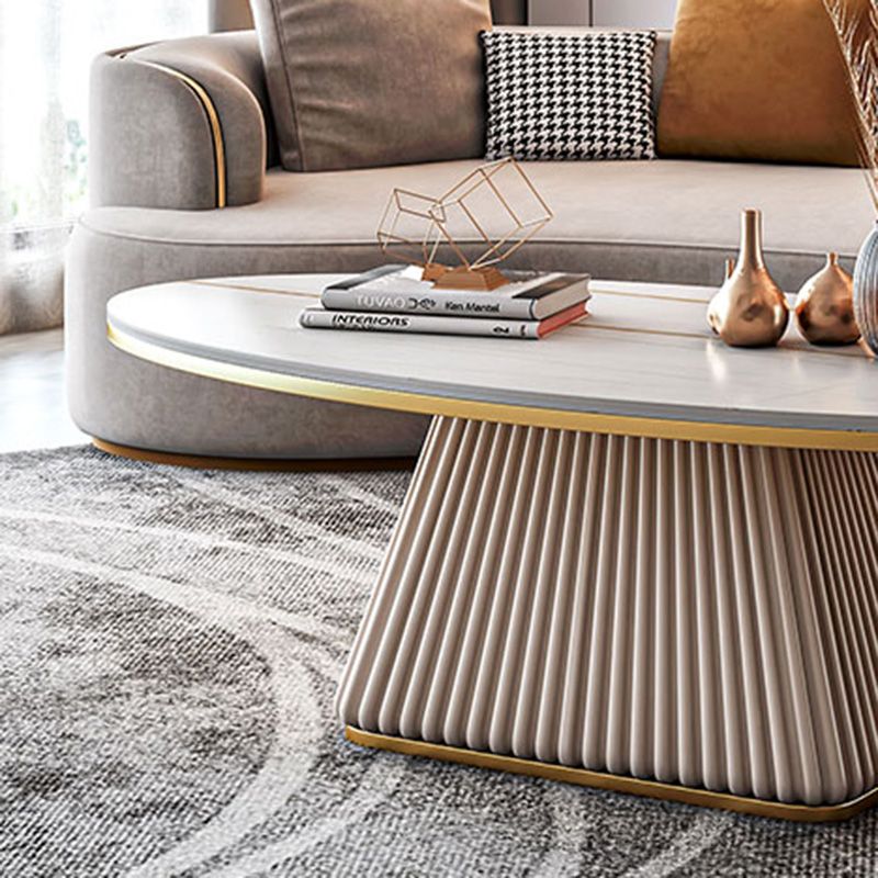 Glam Single Coffee Table Oval Pedestal Coffee Cocktail Table