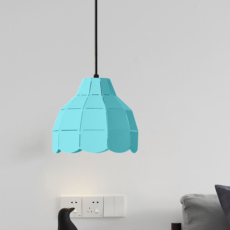 Luz colgante de cúpula de chuleta Macaron metálico 1 Rosa claro/amarillo/Blue Light para sala de estar