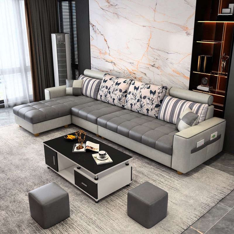 Scandinavian 4-seater Sectional with Storage and Square Arms