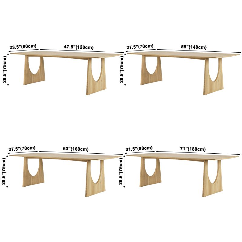 Mesa de comedor de color rectángulo de madera Mesa de madera maciza moderna con pedestal doble