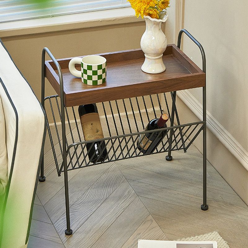 Modern Side Table Solid Wood Accent Side Table with Tray Top