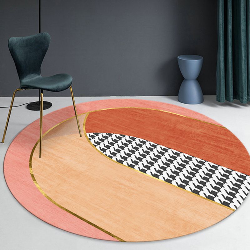 Alfombra de dormitorio redondo de estilo nórdico alfombra interior polyster anti-slip respaldo alfombra lavable