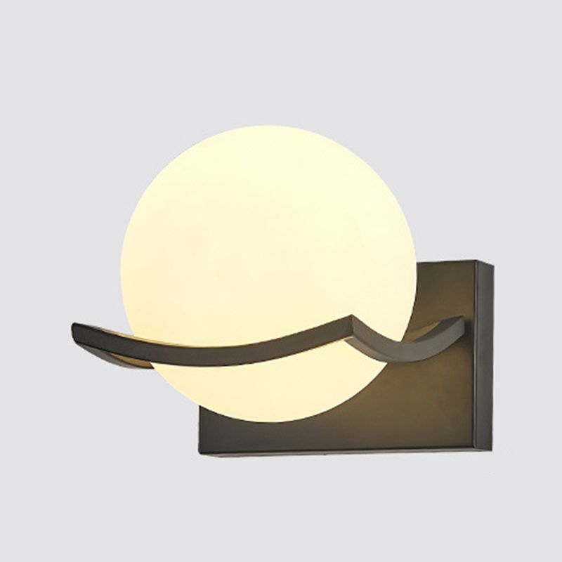 Black Globe Wall Lamp in Modern Creative Style Wrought Iron Wall Light with Glass Shade
