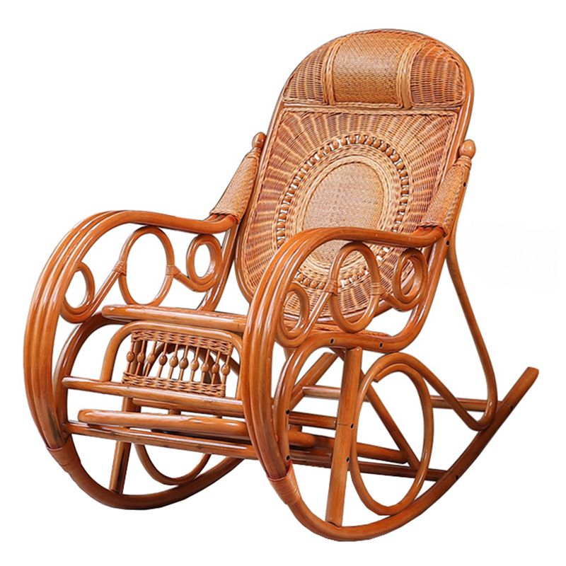 Traditional Rocking Chair Rattan Built-in Armrest Indoor Rocking Chair