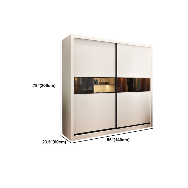 White Engineered Wood Wardrobe Cabinet Contemporary Wardrobe Closet