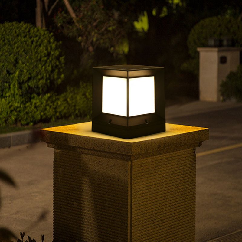 Modern Simple Aluminum Pillar Lamp Cube Shape Pillar Light for Outdoor