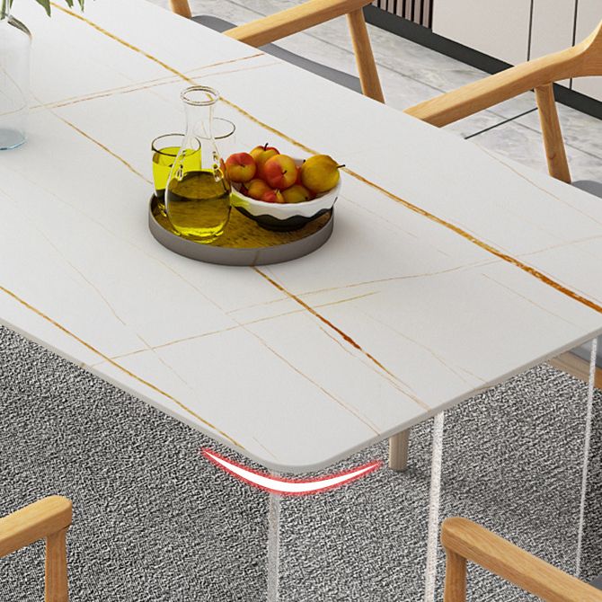 Modern Dining Table Rectangle Stone Top Table with Sled Base
