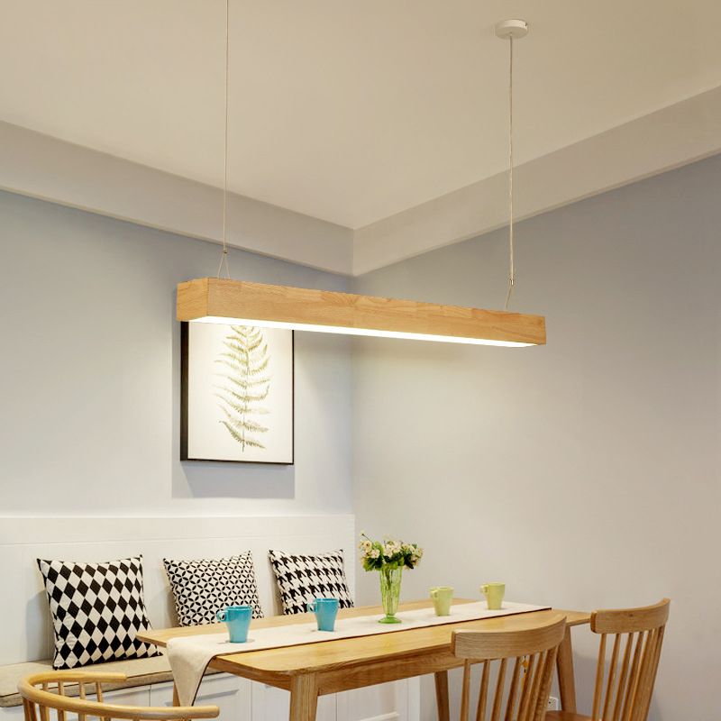 Pendance île rectangulaire beige éclairage moderne les lampes îles à LED minimaliste modernes