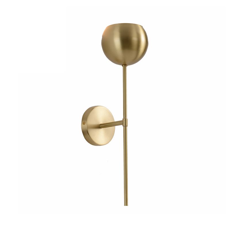 Gold Dome Wallchiere Modernist Brass 1 Bulb Sconce Light Fixture with Pencil Arm