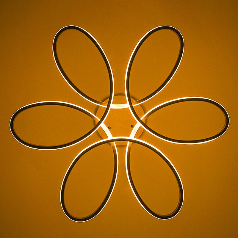 Flower Metal Hanging Light Fixture Minimalist Style LED White Chandelier Light Fixture