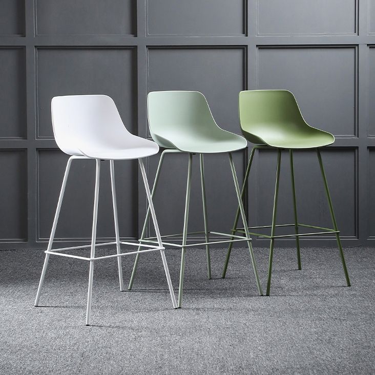 Nordic Plastic Bar Stool Low Back Counter Bar Stool with Metal Legs for Home