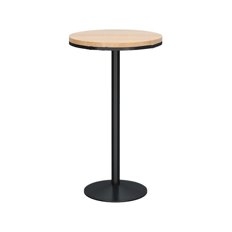 Modern Round Bar Dining Table Indoor Wood Top Bar Height Pub Table Iron Base