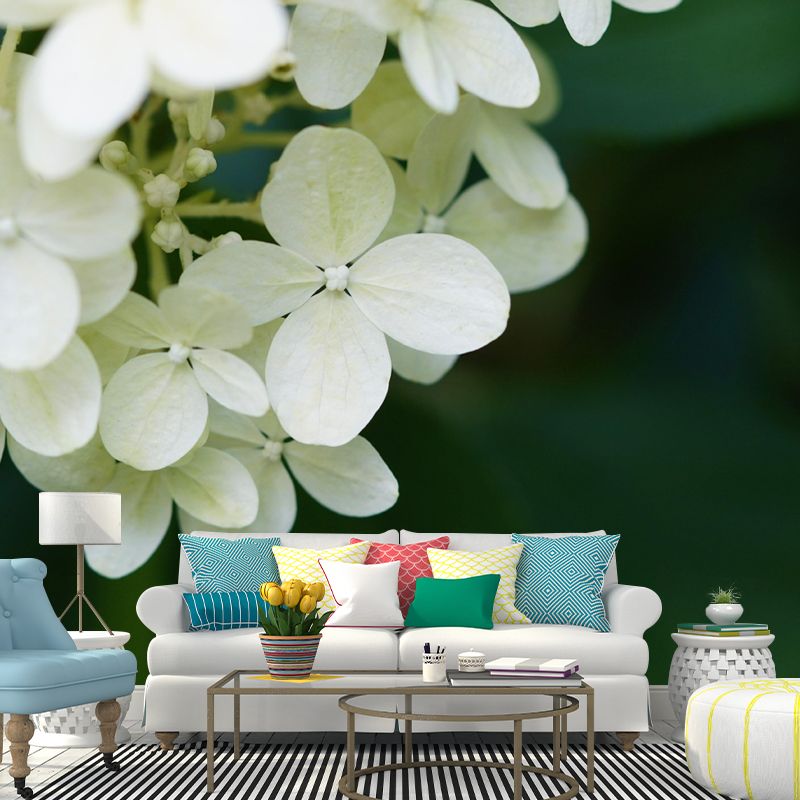 Horizontal Photography Hydrangea Wall Mural for Living Room Girls Women Bedroom