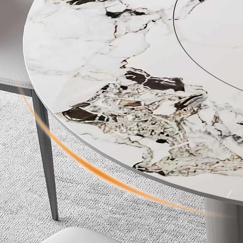 Round Dining Table Contemporary Dining Table with Stainless Steel Pedestal Base