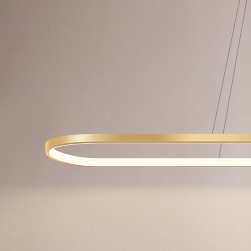 Estilo moderno forma lineal colgante metal luz 1 accesorio de iluminación colgante de luz en oro