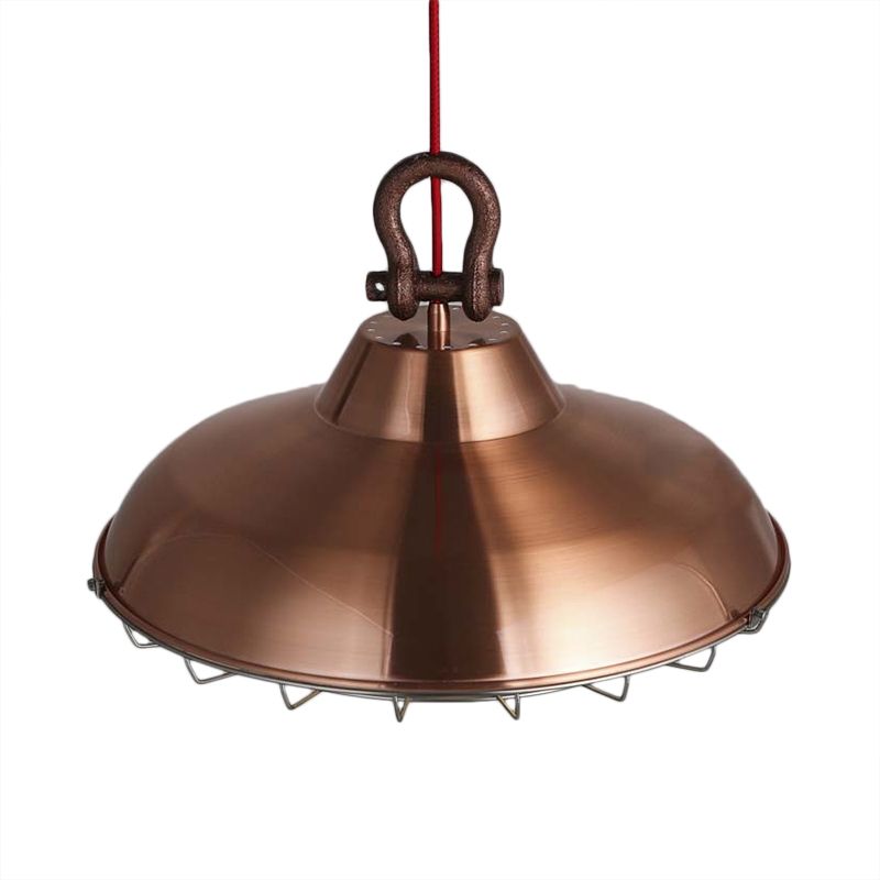 Apparecchio di illuminazione a sospensione con cornice metallica con tonalità fienile industriale 1 bulbo soggiorno lampada appesa in bianco/rame/ruggine