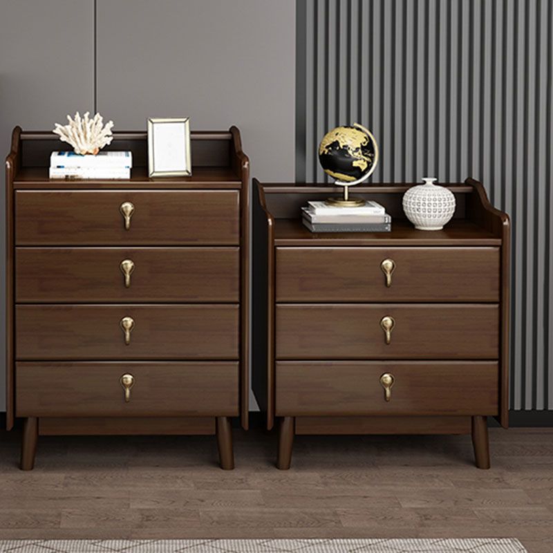 Glam Rubber Wood Bedroom Storage Chest Vertical Chest with Drawers