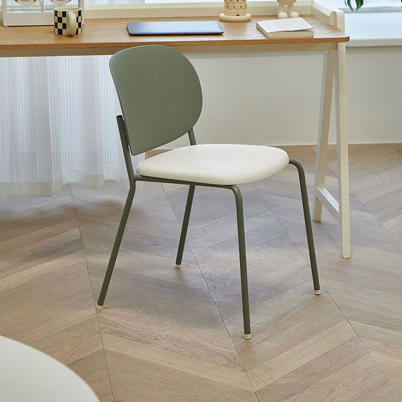 Modern Upholstered Armless Chair Plastic Dining Chair with Metal Base for Restaurant
