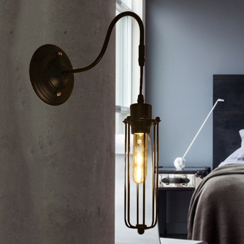 Metallzylinder/Sechseck wandhängendes leichte Bauernhaus 1 Lampenrestaurant Wandmontage in Schwarz