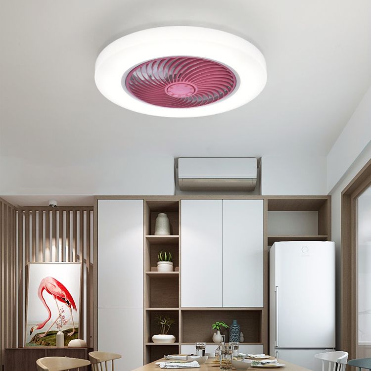 Acryl weiße LED -Deckenventilatoren im modernen prägnanten Stil Eisen kreisförmiger Flush -Mount für Schlafzimmer