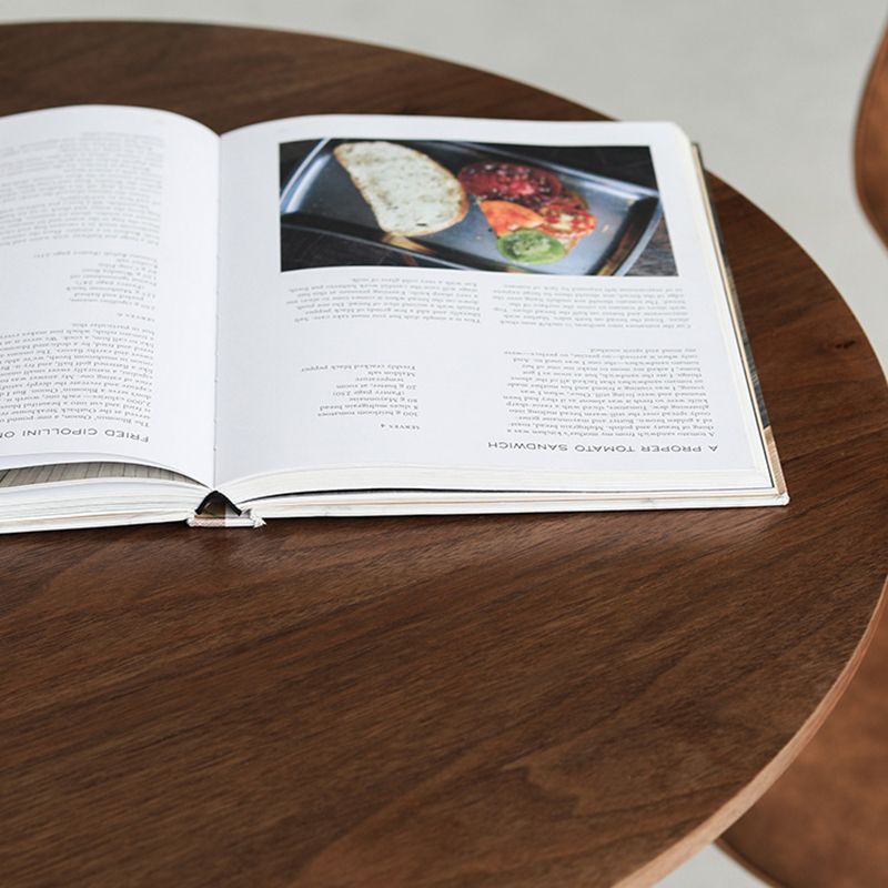 Modern Pedestal Wooden Coffee Table Round Top Shape Folding Cocktail Table