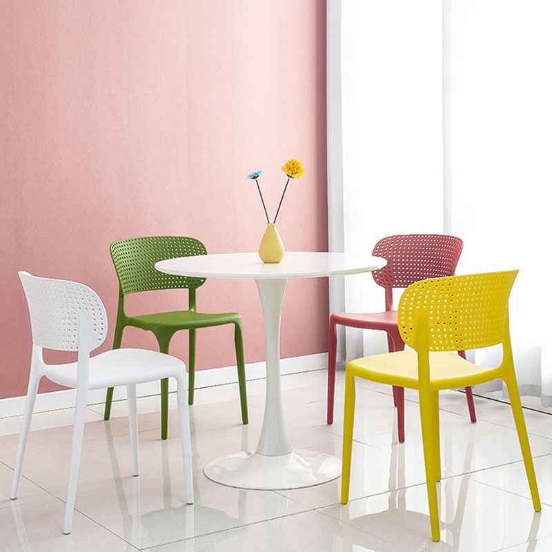 Contemporary Style Stackable Chair Dining Open Back Armless Chairs with Plastic Legs