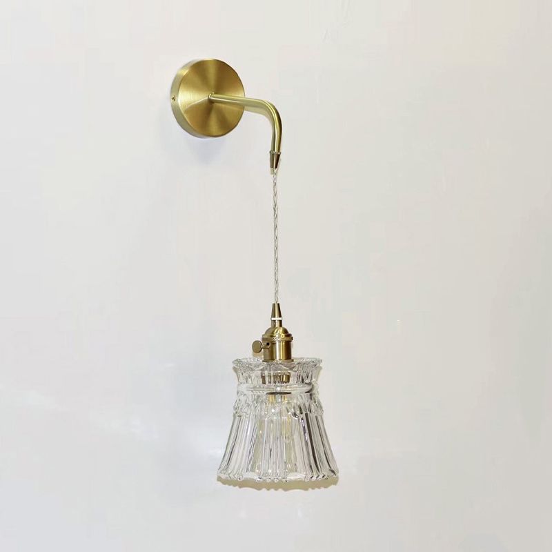 Golden Metal Lighting Glass Shaded Wall Light for Room and Foyer