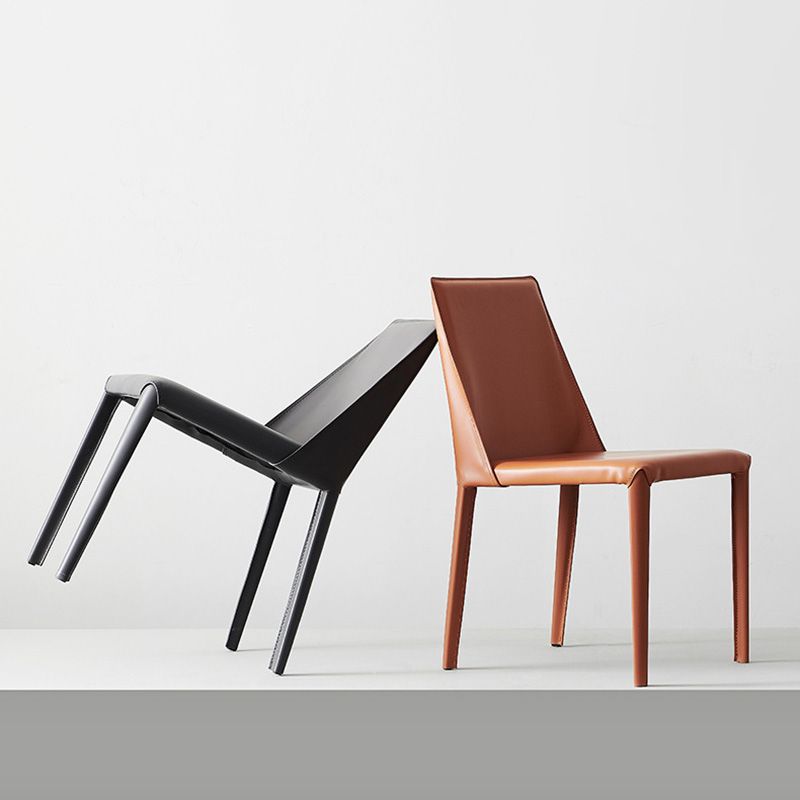 Modern Style Leather Side Chair Armless Metal Side Chair for Home Use