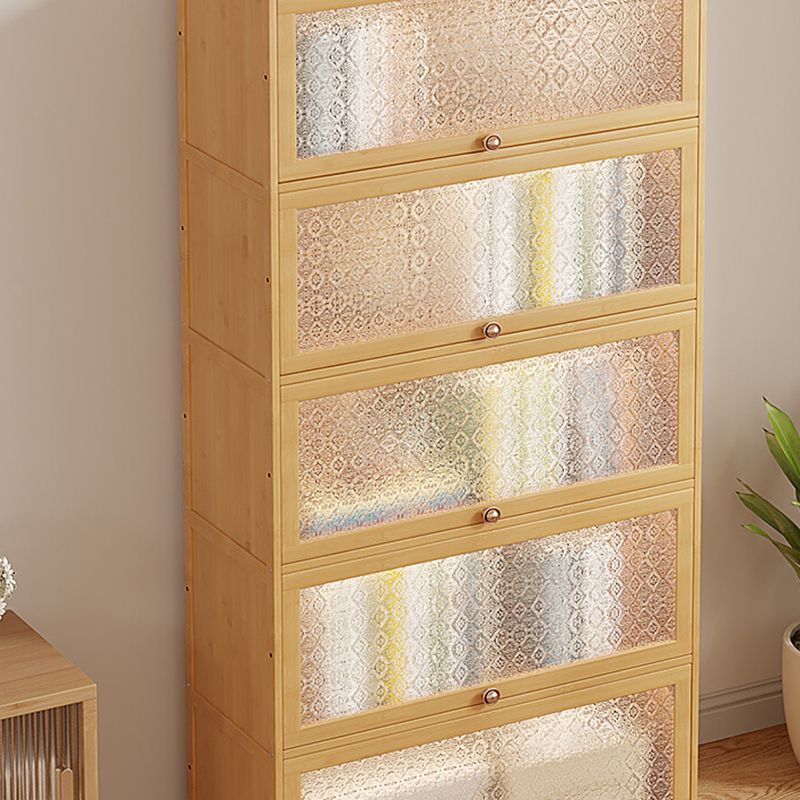 Contemporary Wood Accent Cabinet Rectangle Storage Cabinet with Glass Top