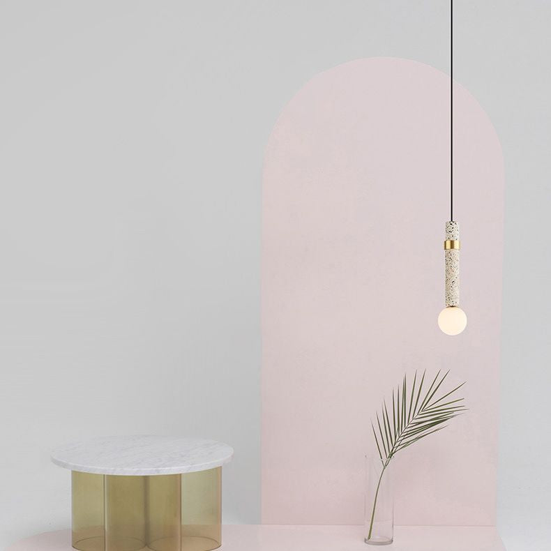 Tubular Stone Pendant Light Fixture Postmodern 1 Bulb Hanging Lamp for Bedroom